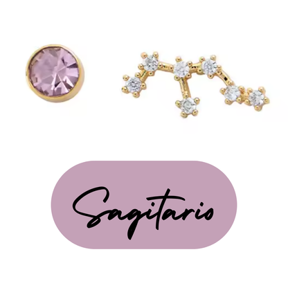 Pendientes Dorados del Zodiaco Constelación y Cristal