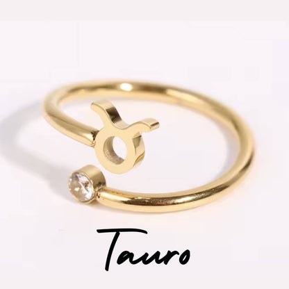 Anillo Zodiaco - Símbolo y Zirconita - TAURO