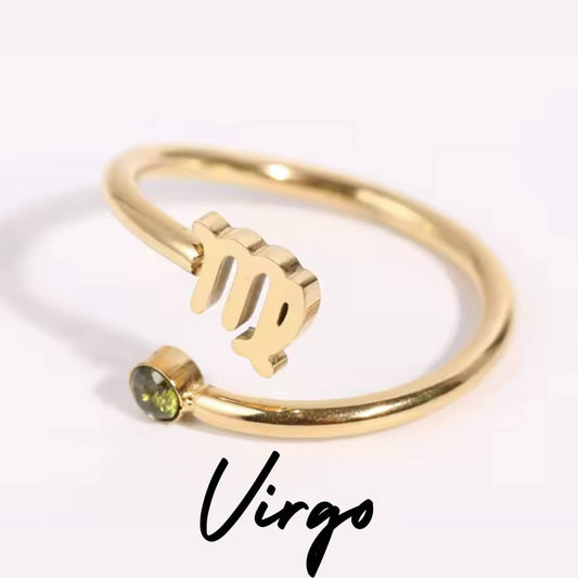 Anillo Zodiaco - Símbolo y Zirconita - VIRGO